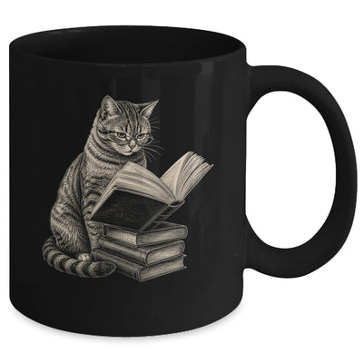 Cat Bookworm Reading Book Funny Cat Lovers Design Graphic Mug | siriusteestore