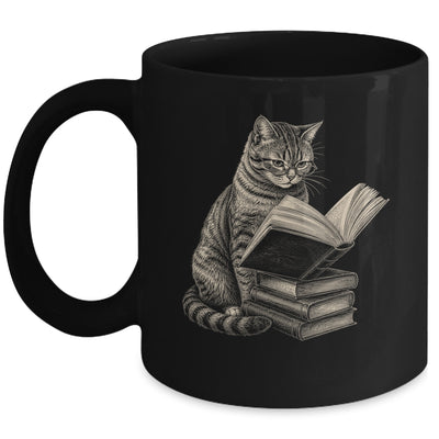 Cat Bookworm Reading Book Funny Cat Lovers Design Graphic Mug | siriusteestore