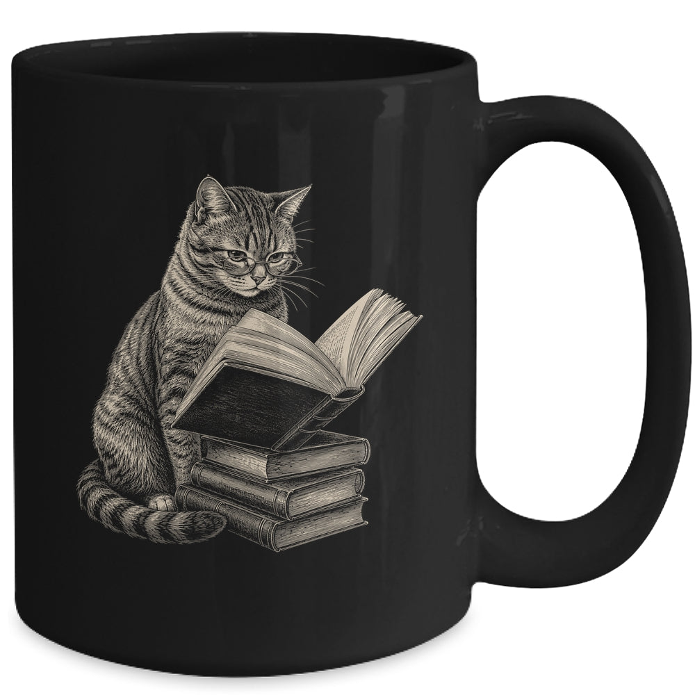 Cat Bookworm Reading Book Funny Cat Lovers Design Graphic Mug | siriusteestore