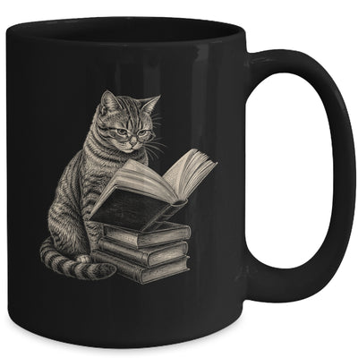 Cat Bookworm Reading Book Funny Cat Lovers Design Graphic Mug | siriusteestore