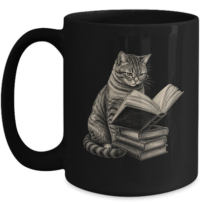 Cat Bookworm Reading Book Funny Cat Lovers Design Graphic Mug | siriusteestore