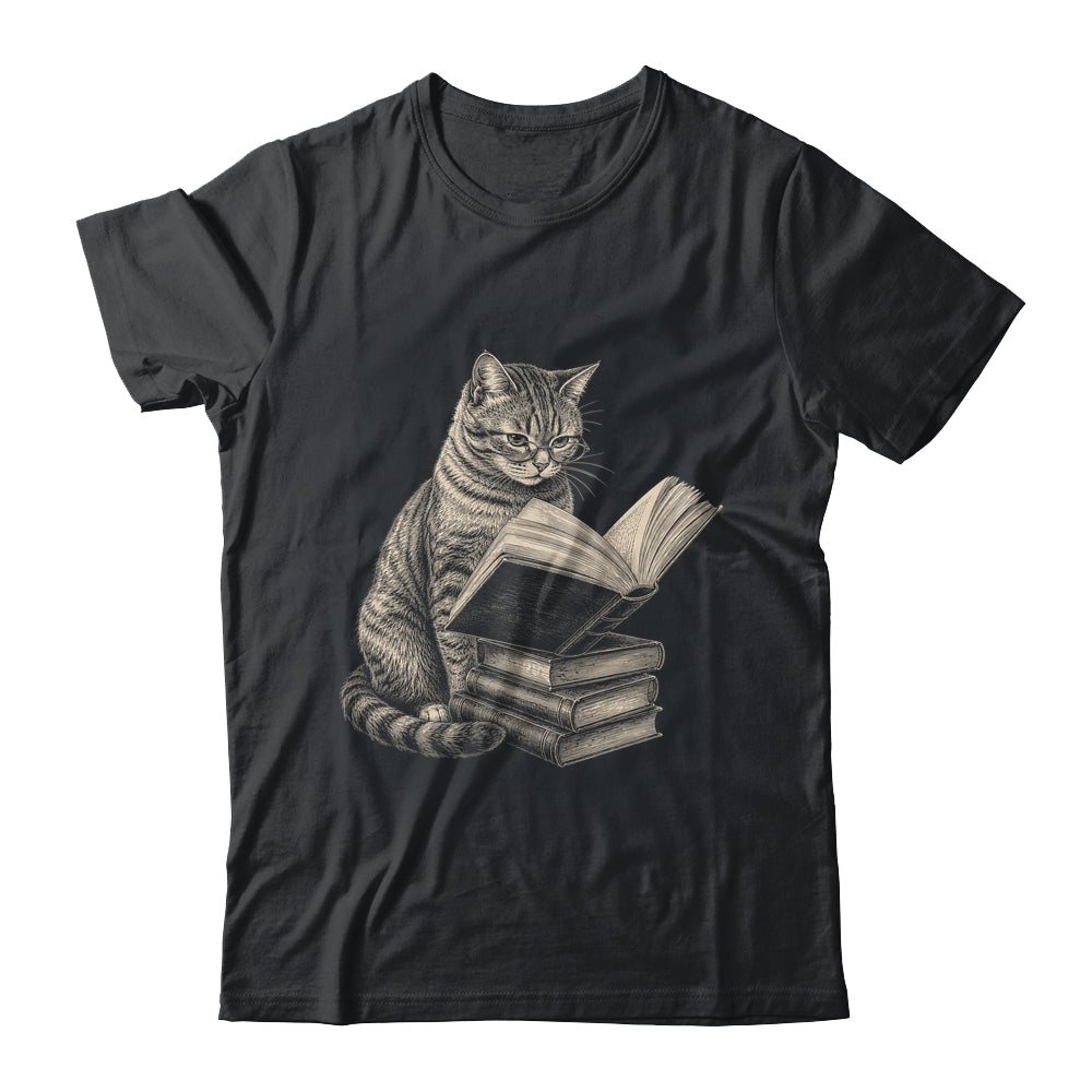 Cat Bookworm Reading Book Funny Cat Lovers Design Graphic Shirt & Tank Top | siriusteestore