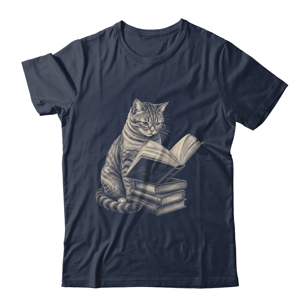 Cat Bookworm Reading Book Funny Cat Lovers Design Graphic Shirt & Tank Top | siriusteestore