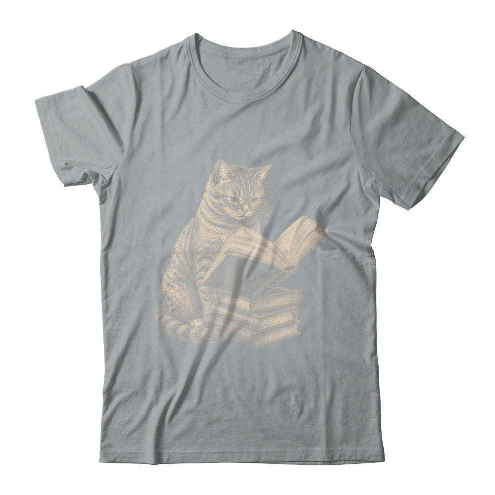 Cat Bookworm Reading Book Funny Cat Lovers Design Graphic Shirt & Tank Top | siriusteestore