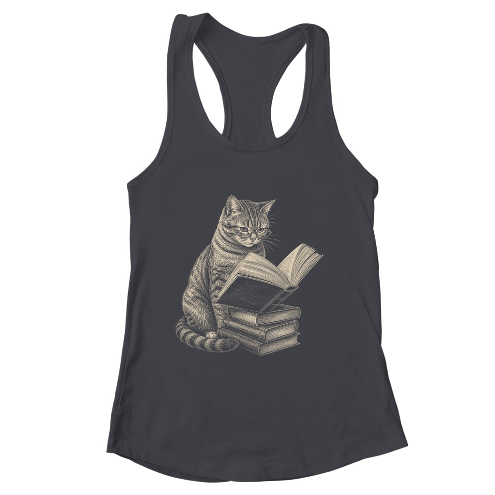 Cat Bookworm Reading Book Funny Cat Lovers Design Graphic Shirt & Tank Top | siriusteestore
