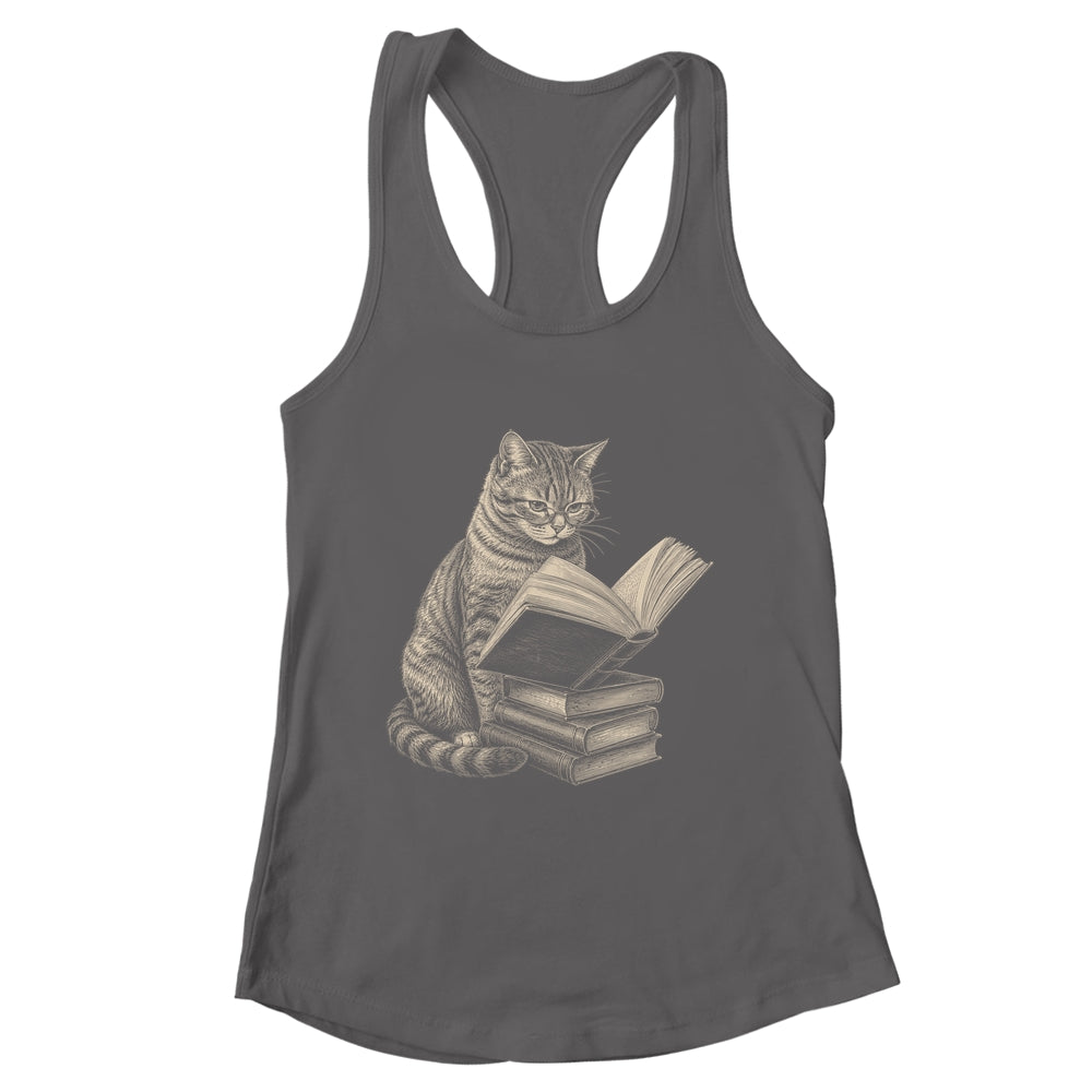 Cat Bookworm Reading Book Funny Cat Lovers Design Graphic Shirt & Tank Top | siriusteestore