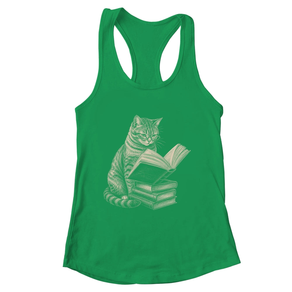 Cat Bookworm Reading Book Funny Cat Lovers Design Graphic Shirt & Tank Top | siriusteestore