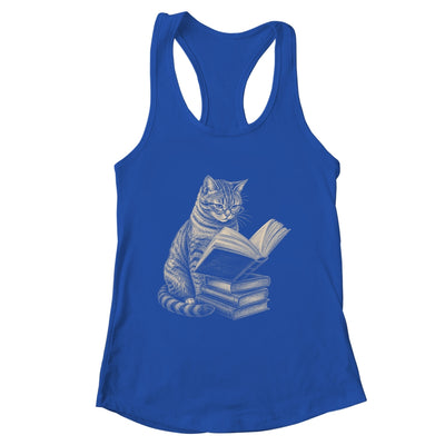 Cat Bookworm Reading Book Funny Cat Lovers Design Graphic Shirt & Tank Top | siriusteestore