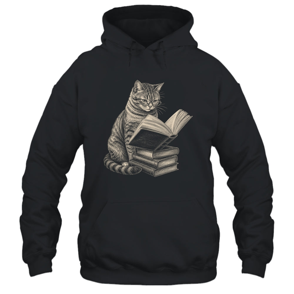 Cat Bookworm Reading Book Funny Cat Lovers Design Graphic Shirt & Tank Top | siriusteestore