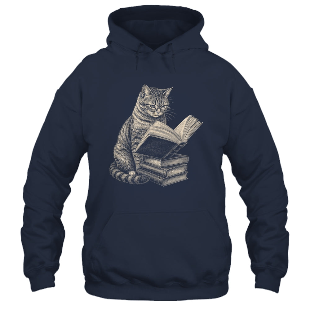 Cat Bookworm Reading Book Funny Cat Lovers Design Graphic Shirt & Tank Top | siriusteestore