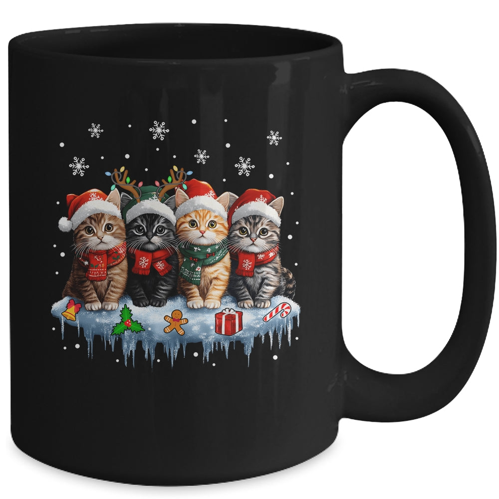 Cat Christmas Light Reindeer Santa Christmas Cat Lover Mug | siriusteestore