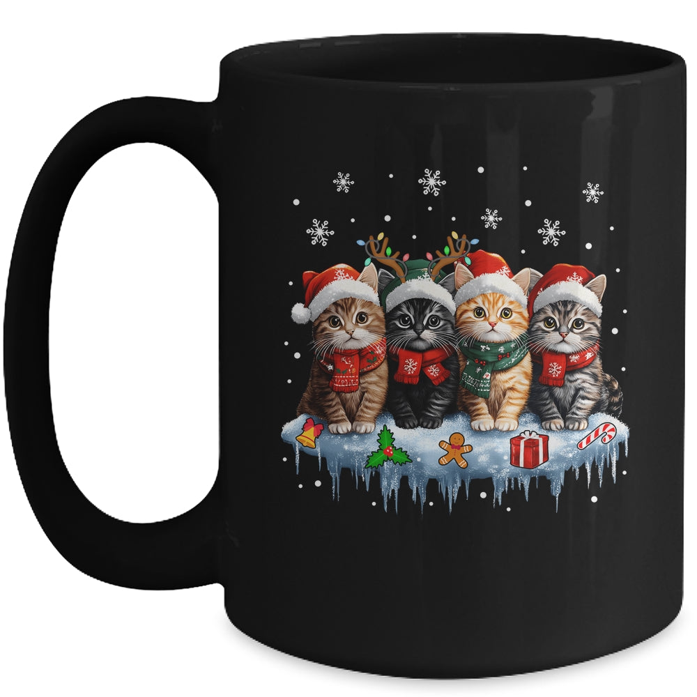 Cat Christmas Light Reindeer Santa Christmas Cat Lover Mug | siriusteestore