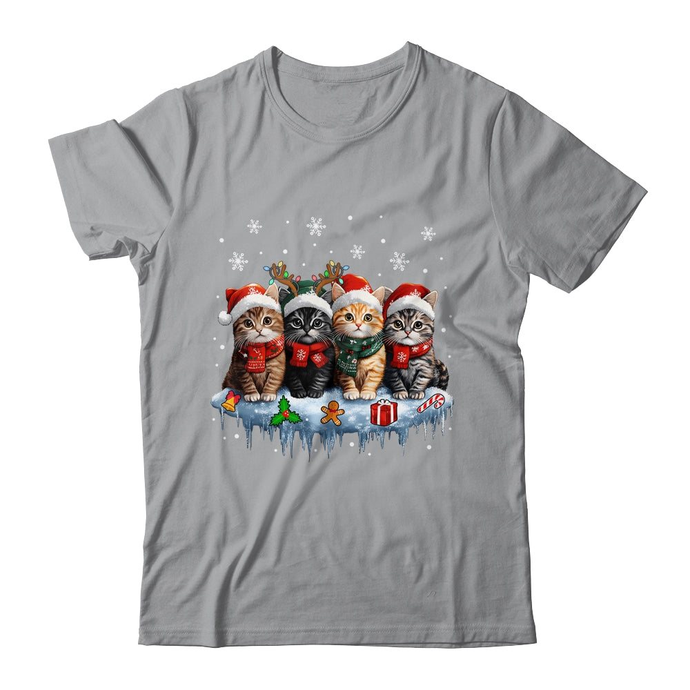 Cat Christmas Light Reindeer Santa Christmas Cat Lover Shirt & Sweatshirt | siriusteestore