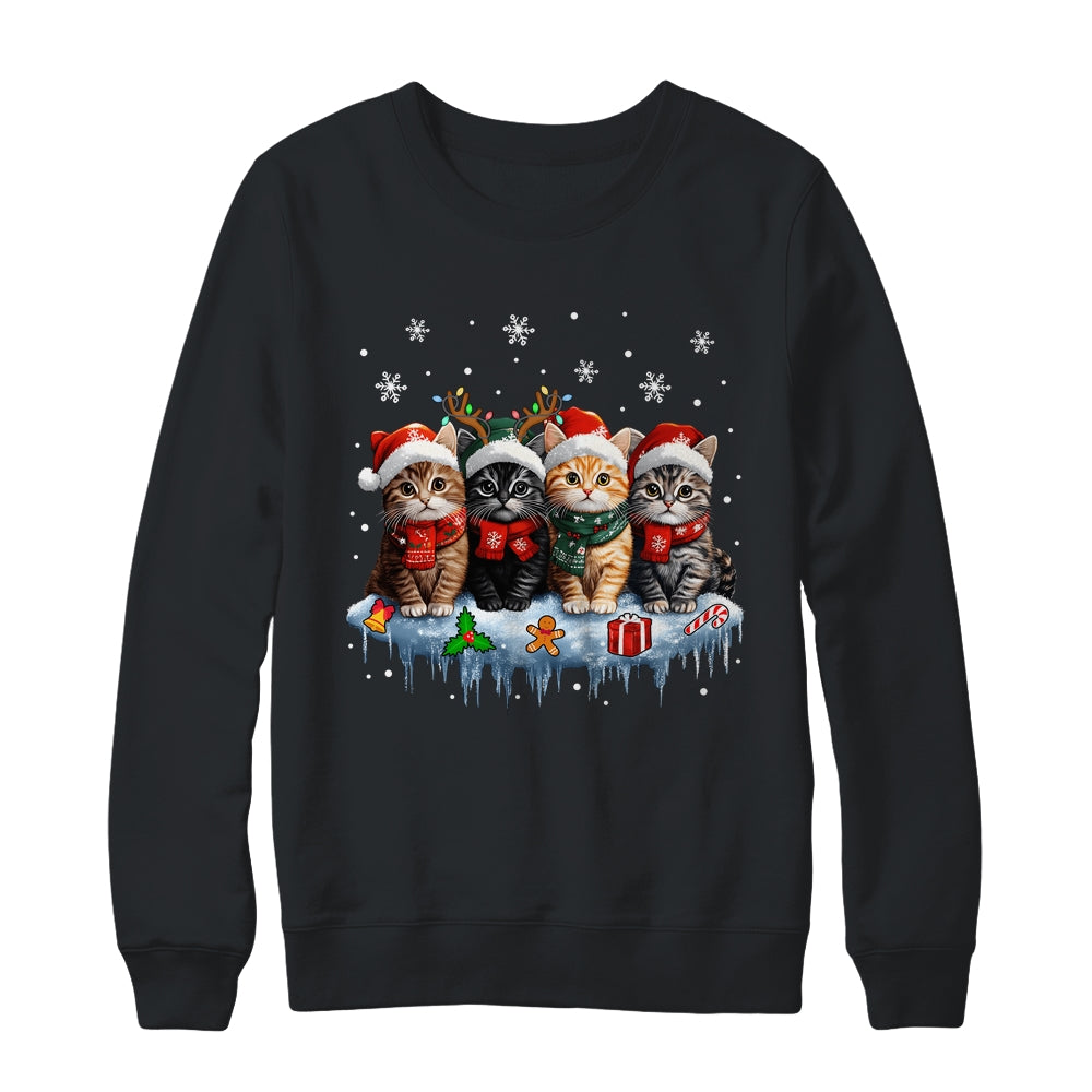 Cat Christmas Light Reindeer Santa Christmas Cat Lover Shirt & Sweatshirt | siriusteestore