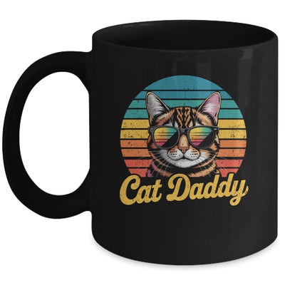 Cat Daddy Retro 70s 80s Funny Black Cat Dad Men Fathers Day Mug | siriusteestore