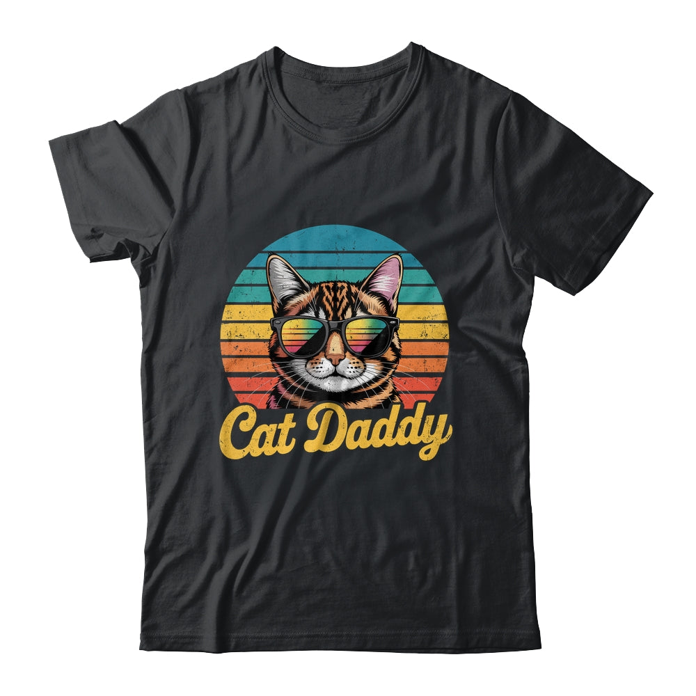 Cat Daddy Retro 70s 80s Funny Black Cat Dad Men Fathers Day Shirt & Hoodie | siriusteestore