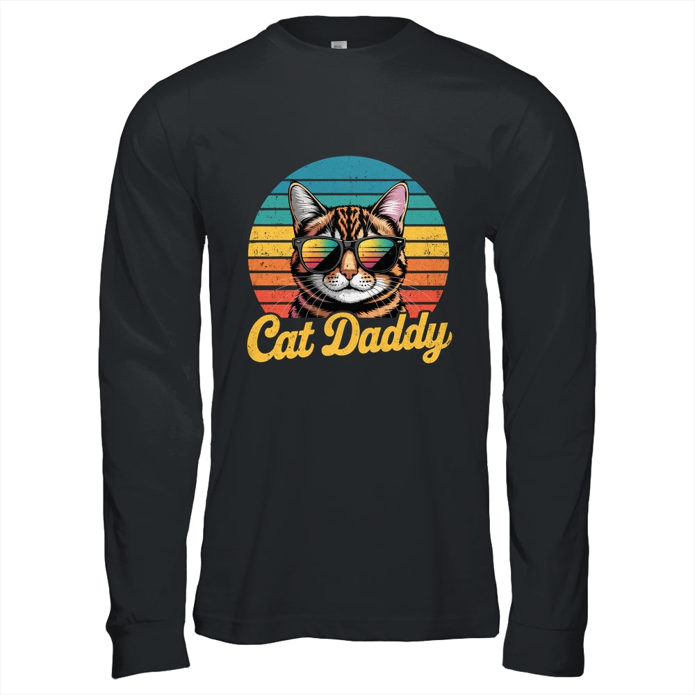 Cat Daddy Retro 70s 80s Funny Black Cat Dad Men Fathers Day Shirt & Hoodie | siriusteestore
