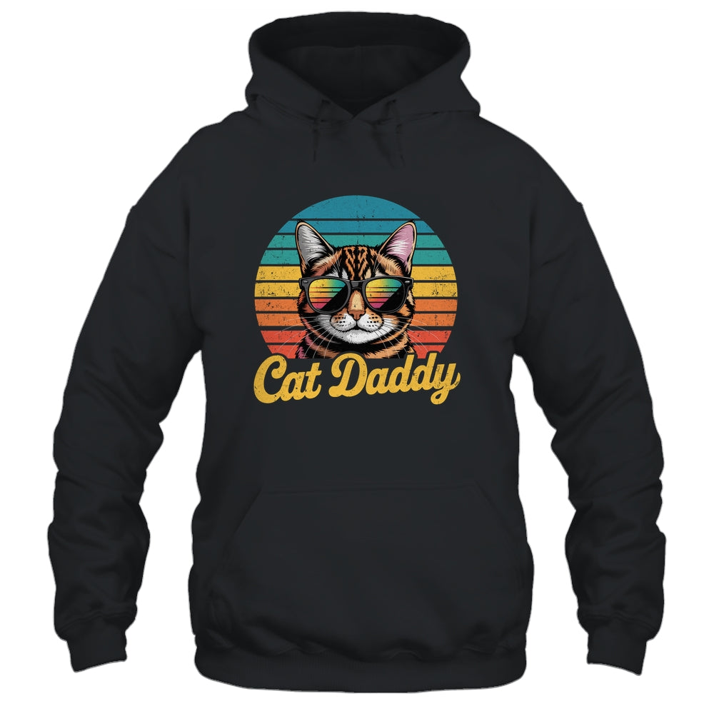 Cat Daddy Retro 70s 80s Funny Black Cat Dad Men Fathers Day Shirt & Hoodie | siriusteestore