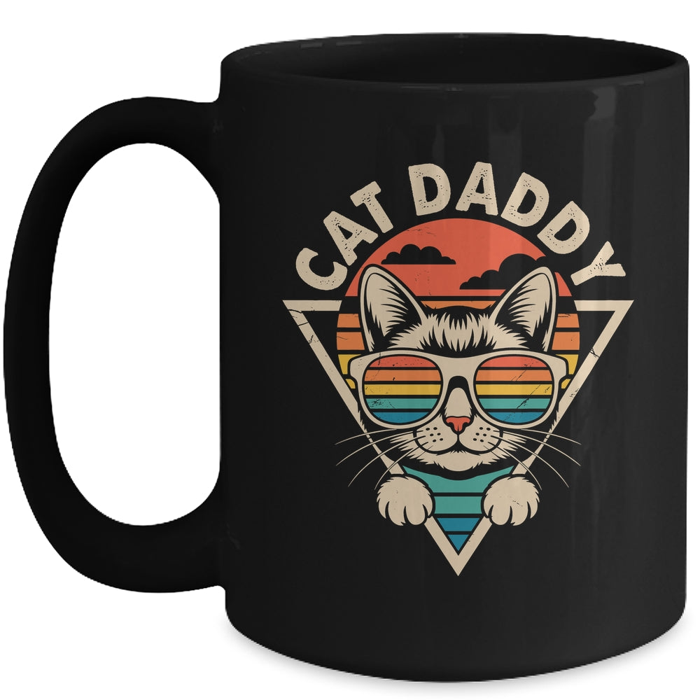 Cat Daddy Retro Sunglasses Cat Fur Dad Papa Vintage Cat Dad Mug | siriusteestore