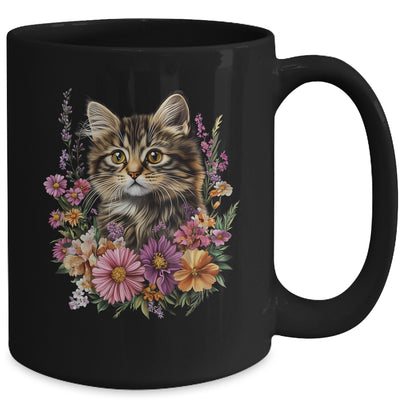 Cat Flower Floral Cute Kitten Graphic Women Girls Kids Mug | siriusteestore