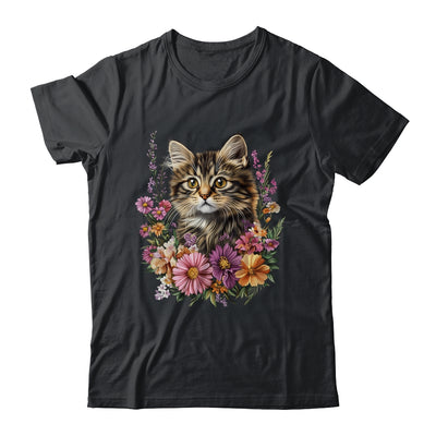 Cat Flower Floral Cute Kitten Graphic Women Girls Kids Shirt & Tank Top | siriusteestore