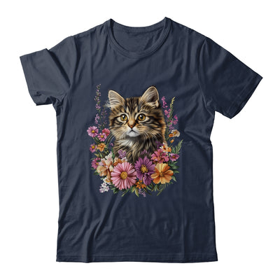 Cat Flower Floral Cute Kitten Graphic Women Girls Kids Shirt & Tank Top | siriusteestore