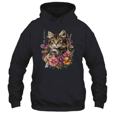 Cat Flower Floral Cute Kitten Graphic Women Girls Kids Shirt & Tank Top | siriusteestore