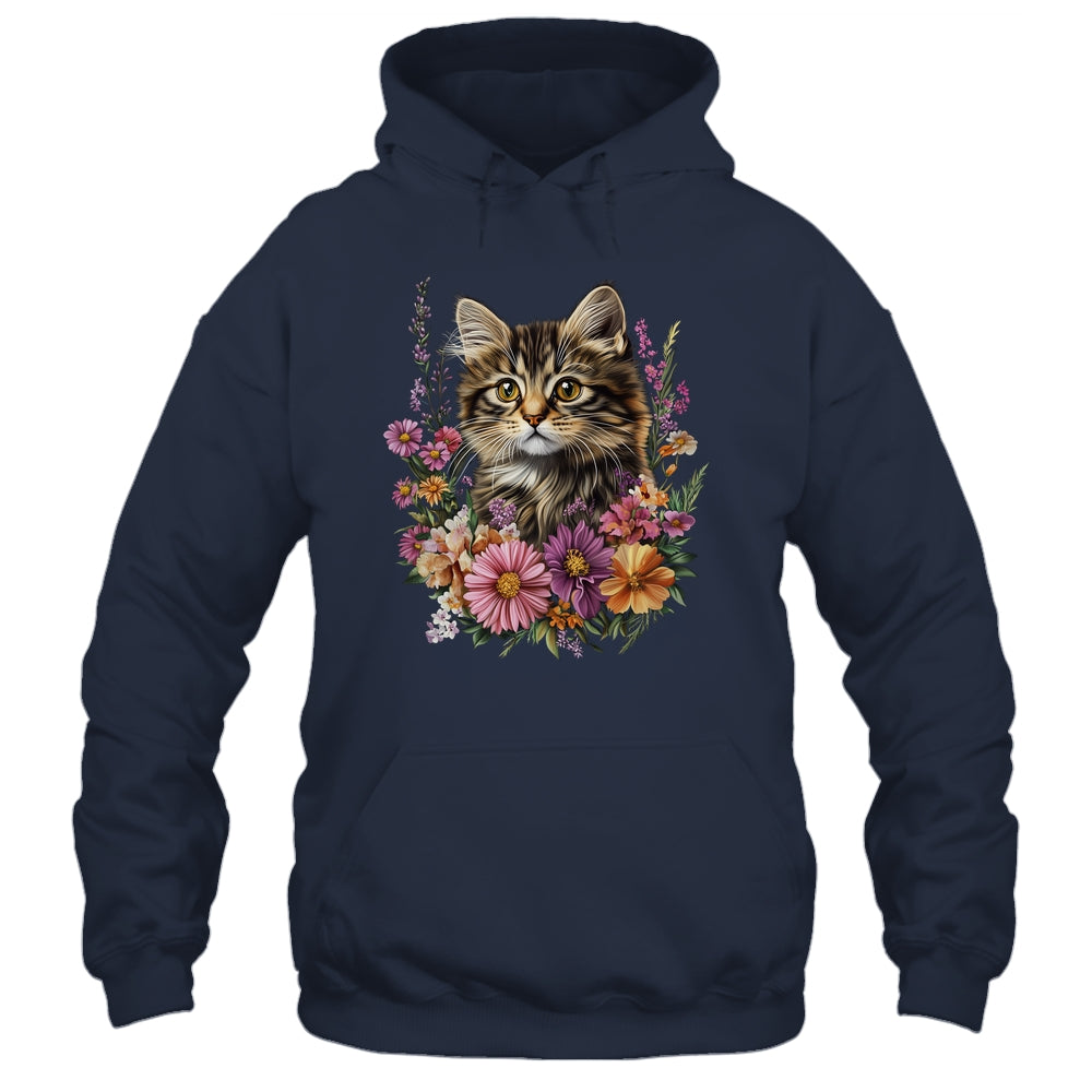 Cat Flower Floral Cute Kitten Graphic Women Girls Kids Shirt & Tank Top | siriusteestore