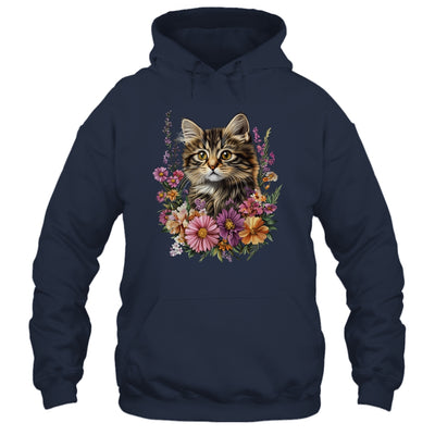 Cat Flower Floral Cute Kitten Graphic Women Girls Kids Shirt & Tank Top | siriusteestore