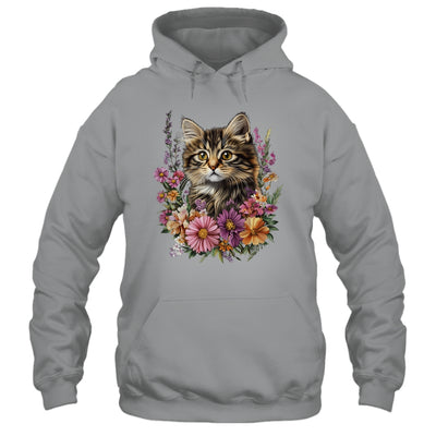 Cat Flower Floral Cute Kitten Graphic Women Girls Kids Shirt & Tank Top | siriusteestore