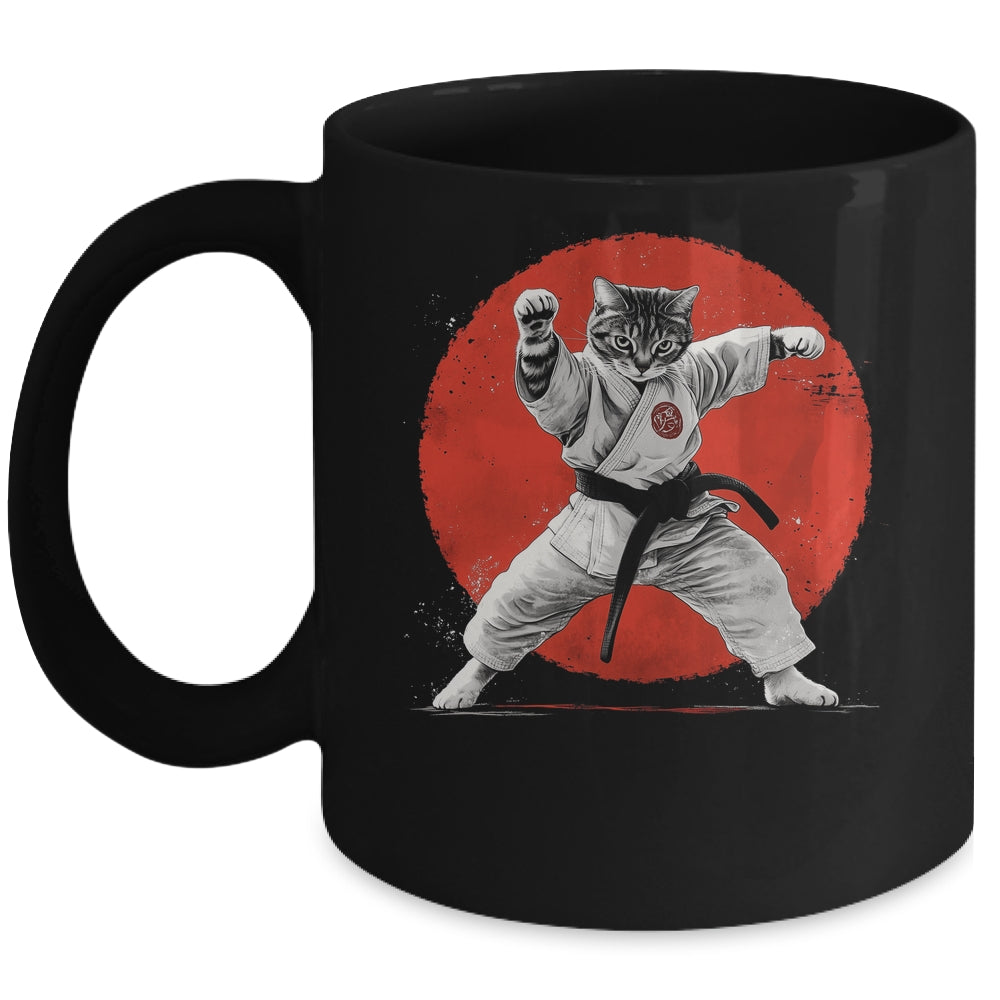 Cat Karate Judo Japan Japanese Flag Funny Kung Fu Fighting Mug | siriusteestore