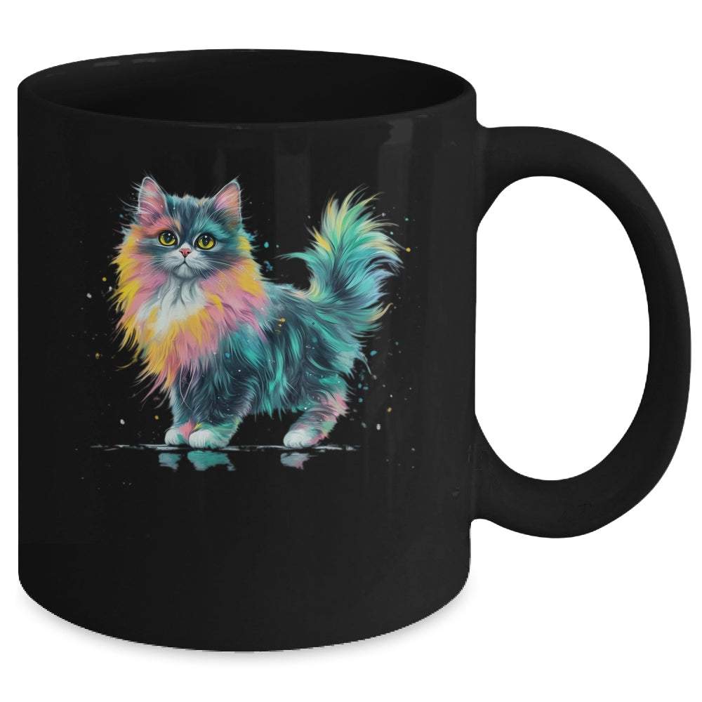 Cat Men Women Colourful Watercolour Cat Lover Animal Design Mug | siriusteestore