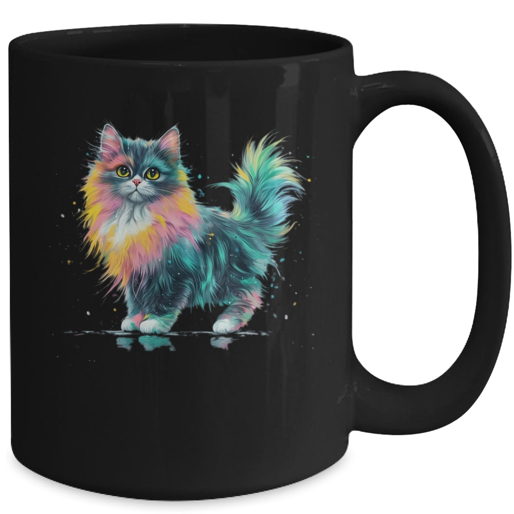 Cat Men Women Colourful Watercolour Cat Lover Animal Design Mug | siriusteestore