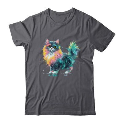 Cat Men Women Colourful Watercolour Cat Lover Animal Design Shirt & Tank Top | siriusteestore