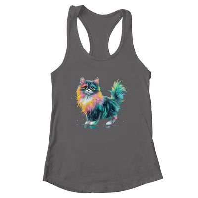 Cat Men Women Colourful Watercolour Cat Lover Animal Design Shirt & Tank Top | siriusteestore