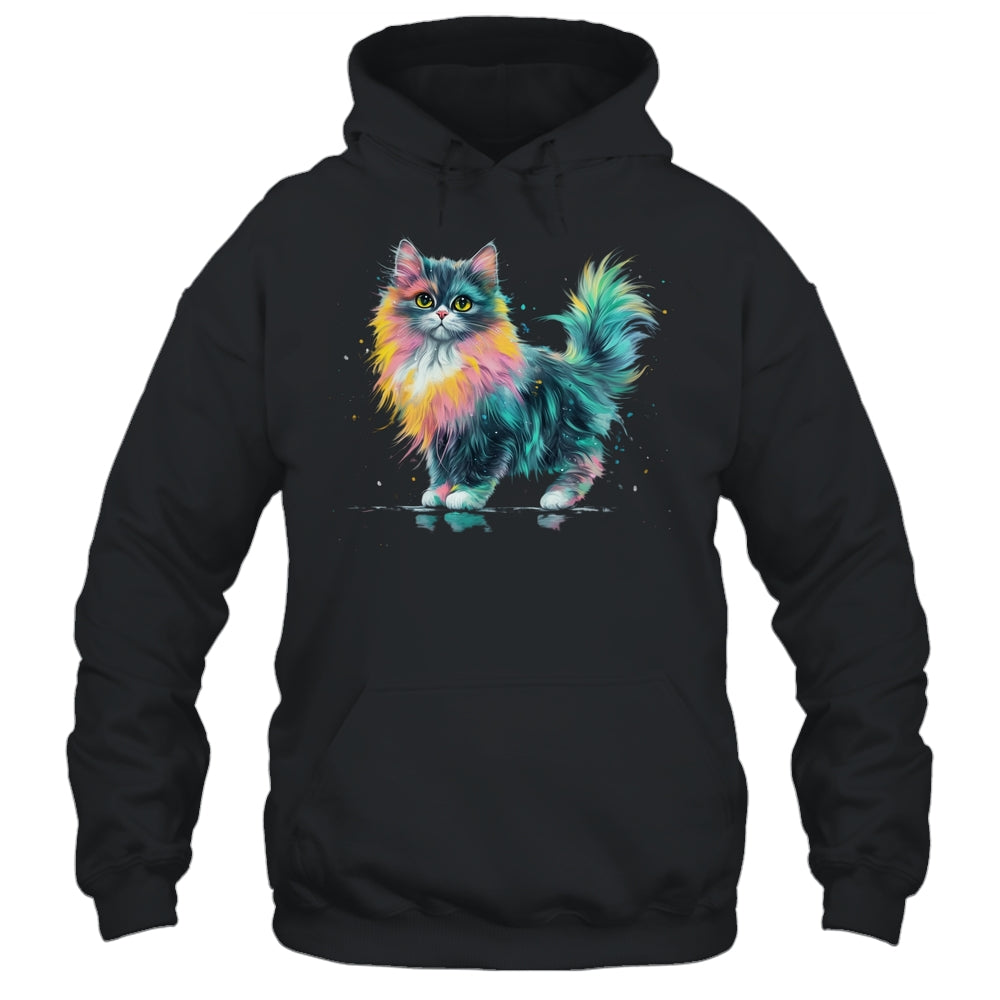 Cat Men Women Colourful Watercolour Cat Lover Animal Design Shirt & Tank Top | siriusteestore