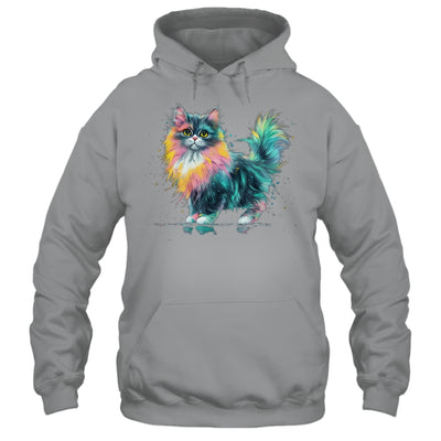 Cat Men Women Colourful Watercolour Cat Lover Animal Design Shirt & Tank Top | siriusteestore