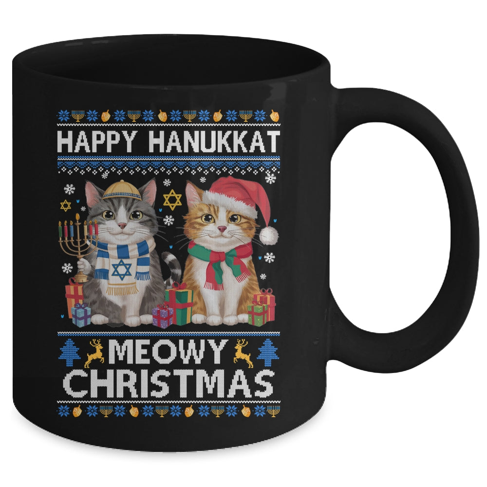 Cat Merry Christmas Ugly Happy Hanukkah Chanukah Christian Mug | siriusteestore
