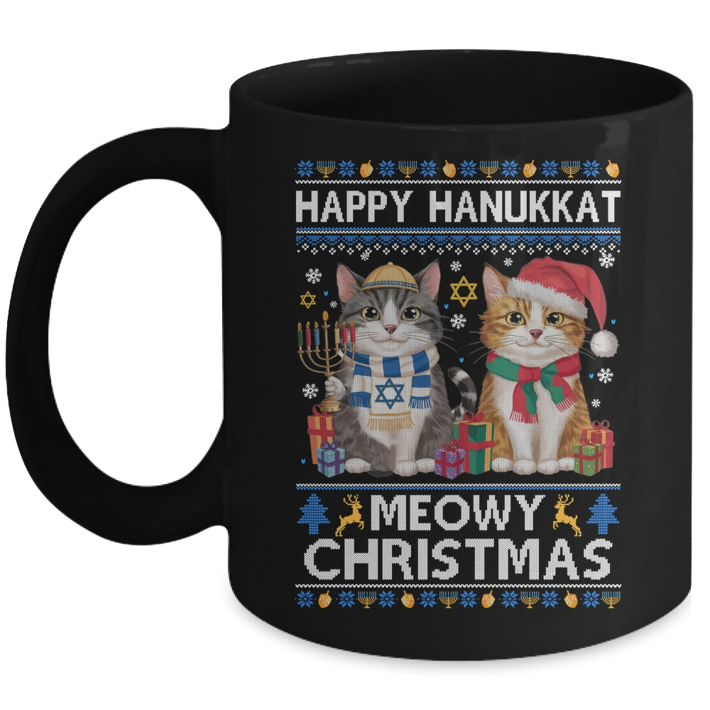 Cat Merry Christmas Ugly Happy Hanukkah Chanukah Christian Mug | siriusteestore