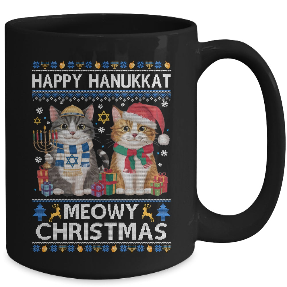 Cat Merry Christmas Ugly Happy Hanukkah Chanukah Christian Mug | siriusteestore