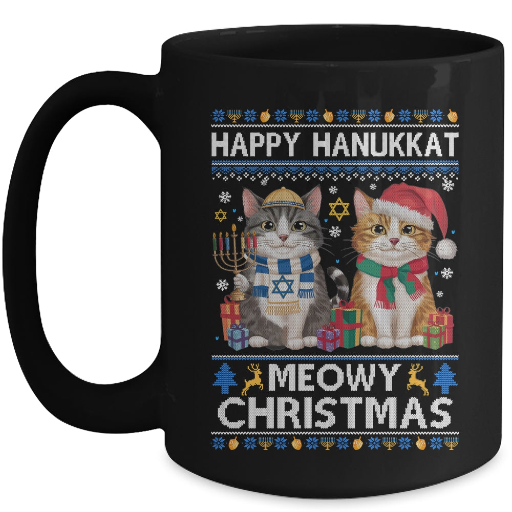 Cat Merry Christmas Ugly Happy Hanukkah Chanukah Christian Mug | siriusteestore