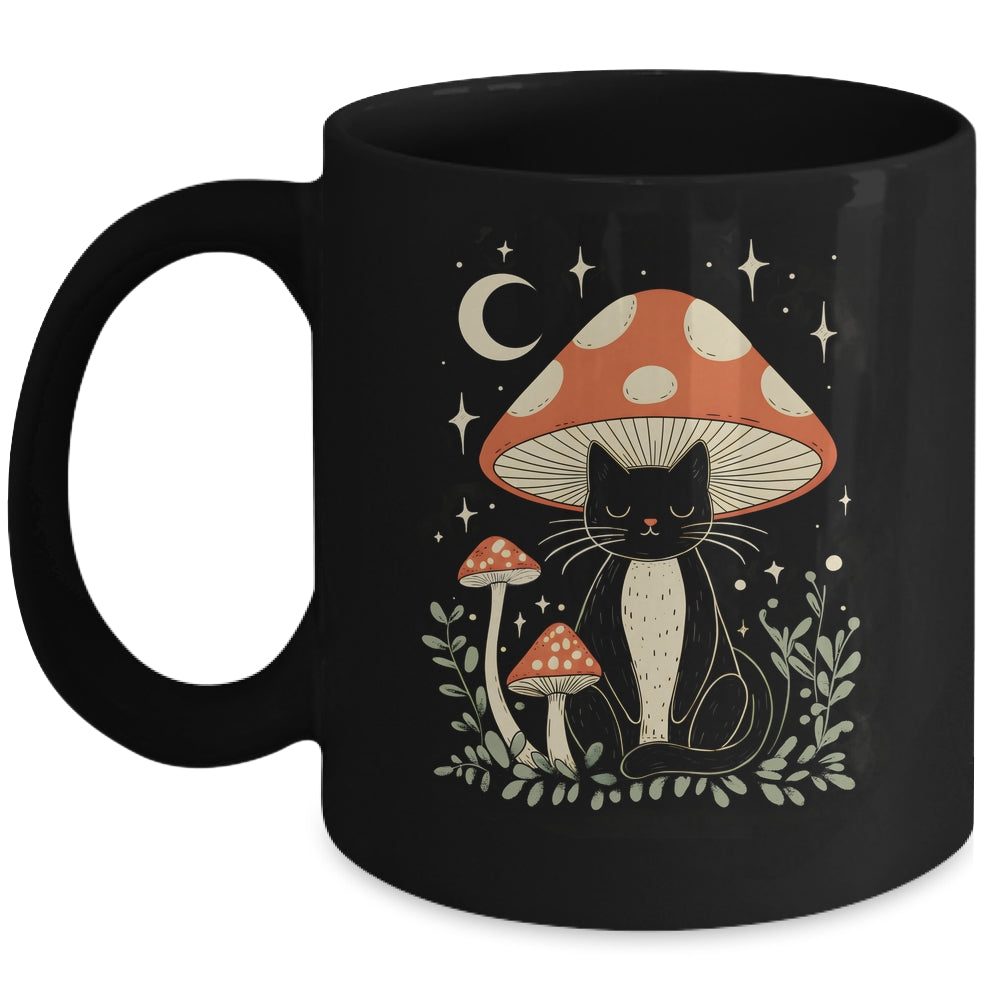 Cat Mushroom Hat Cottagecore Aesthetic Kitten Women Girls Mug | siriusteestore