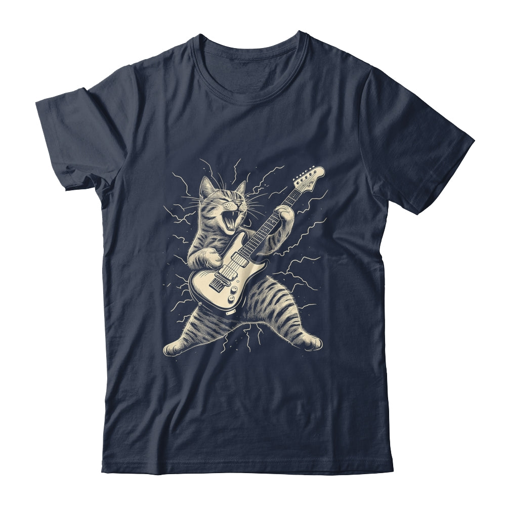 Cat Playing Guitar Rock Music Rock And Roll For Men Women Shirt & Hoodie | siriusteestore