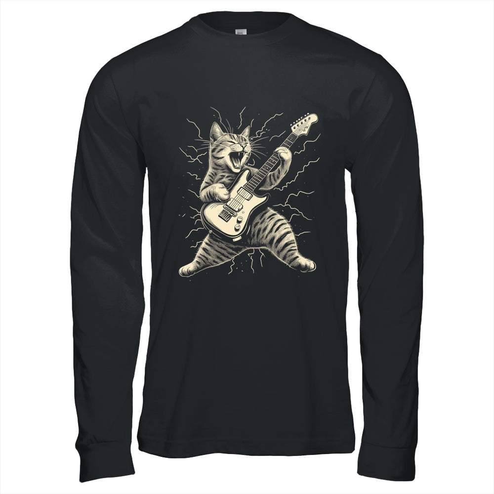 Cat Playing Guitar Rock Music Rock And Roll For Men Women Shirt & Hoodie | siriusteestore