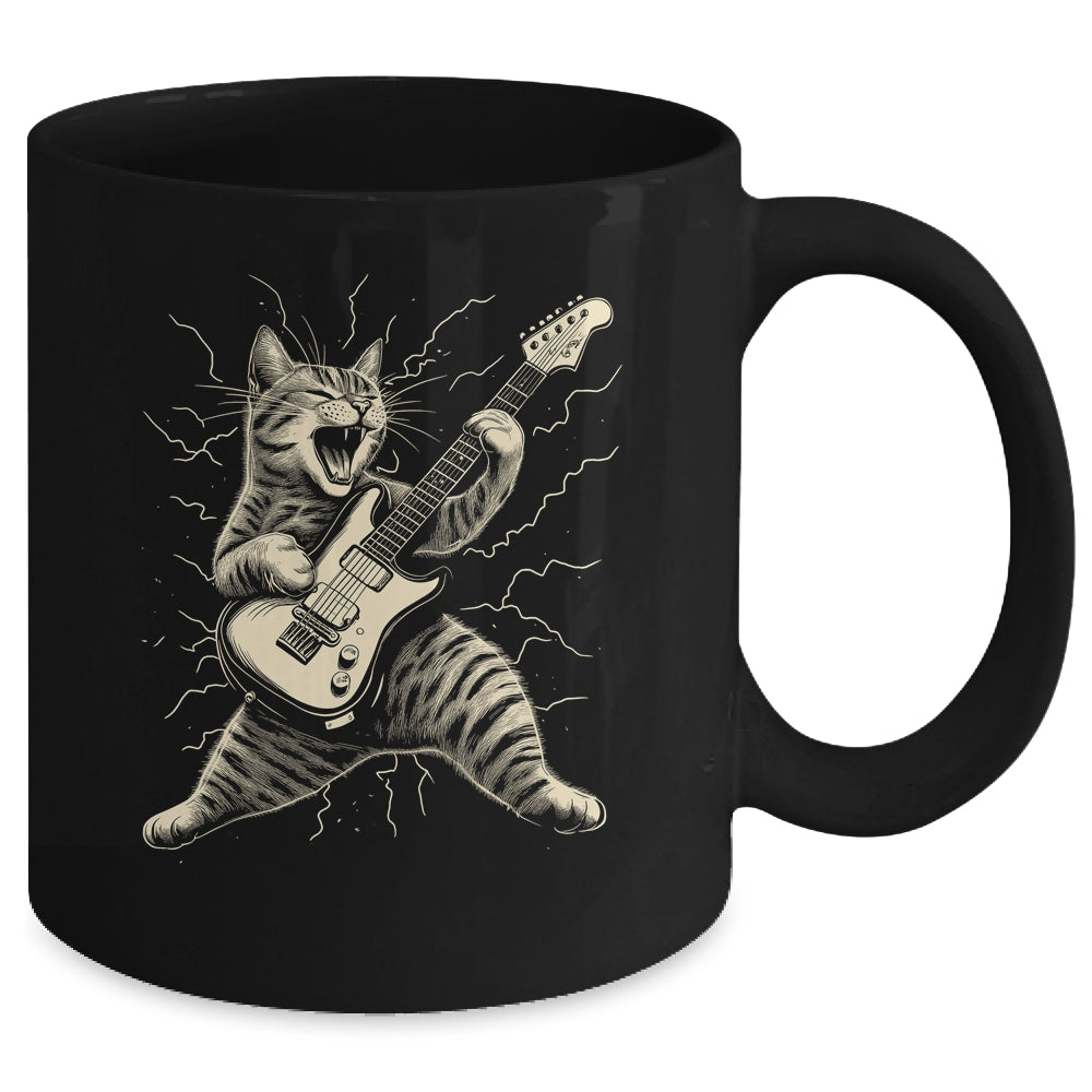 Cat Playing Guitar Rock Music Rock And Roll For Men Women Mug | siriusteestore