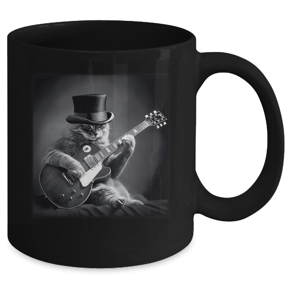 Cat Playing Guitar Rock Music Store Funny Cat For Men Women Mug | siriusteestore