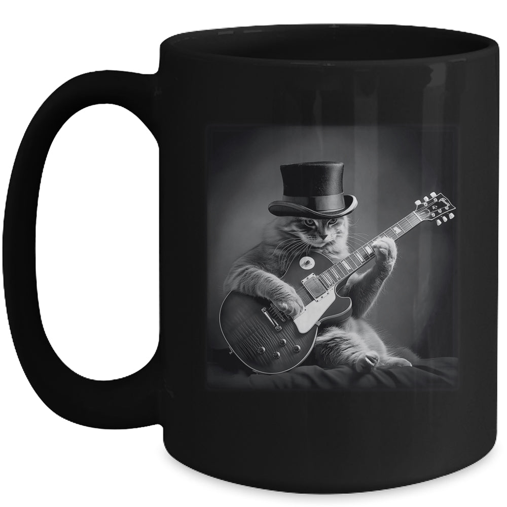 Cat Playing Guitar Rock Music Store Funny Cat For Men Women Mug | siriusteestore