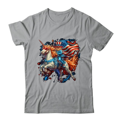 Cat Riding Unicorn USA Flag Patriotic 4th Of July Women Girl Shirt & Tank Top | siriusteestore