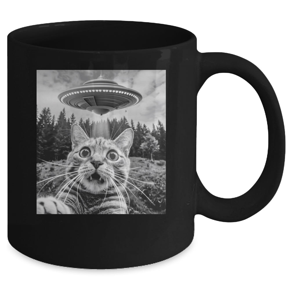 Cat Selfie With Alien UFO Funny Cat For Men Women Kids Mug | siriusteestore