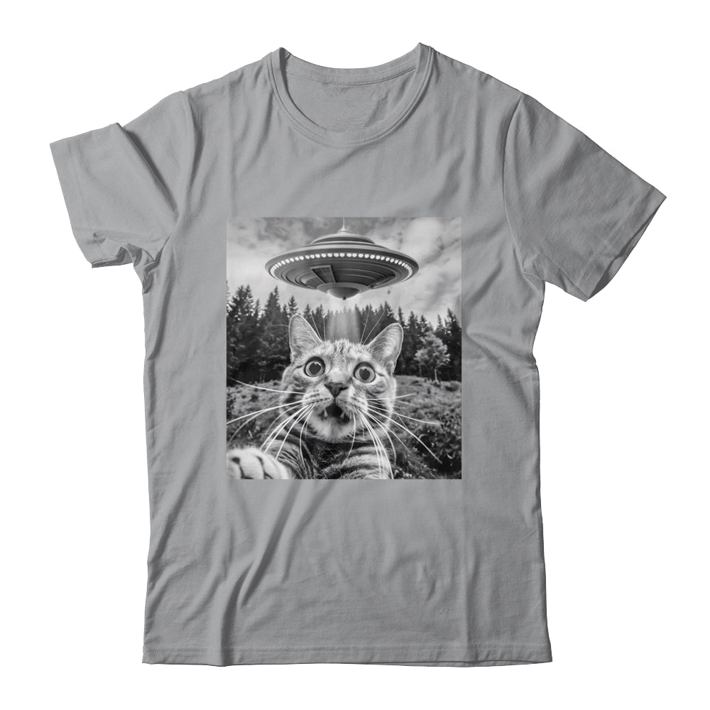 Cat Selfie With Alien UFO Funny Cat For Men Women Kids Shirt & Tank Top | siriusteestore